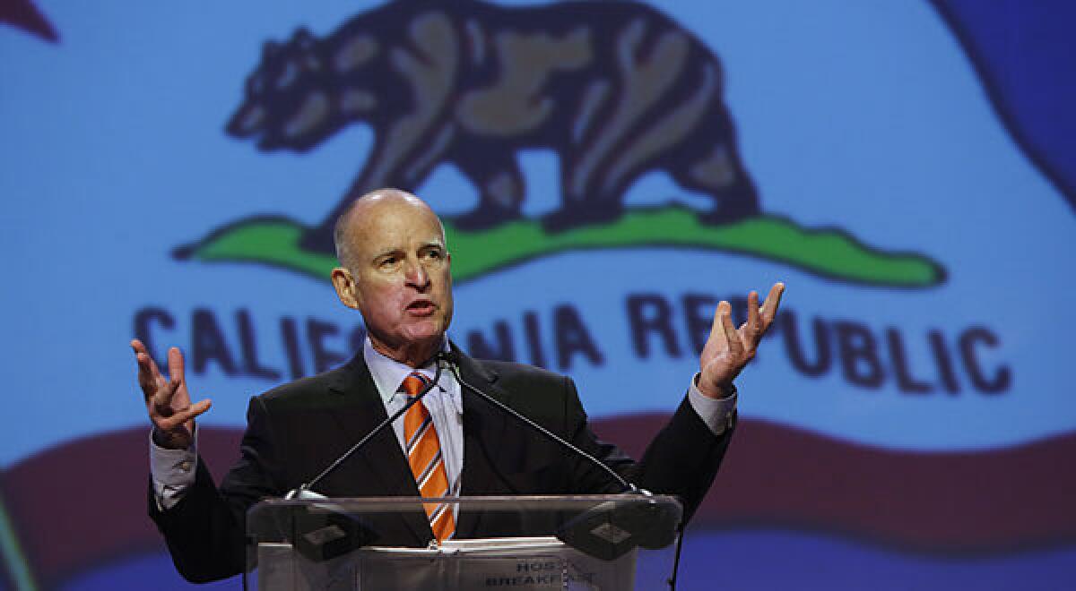 Gov. Jerry Brown is the beneficiary of voters' better view of the economy, reaching 50% job approval rating.