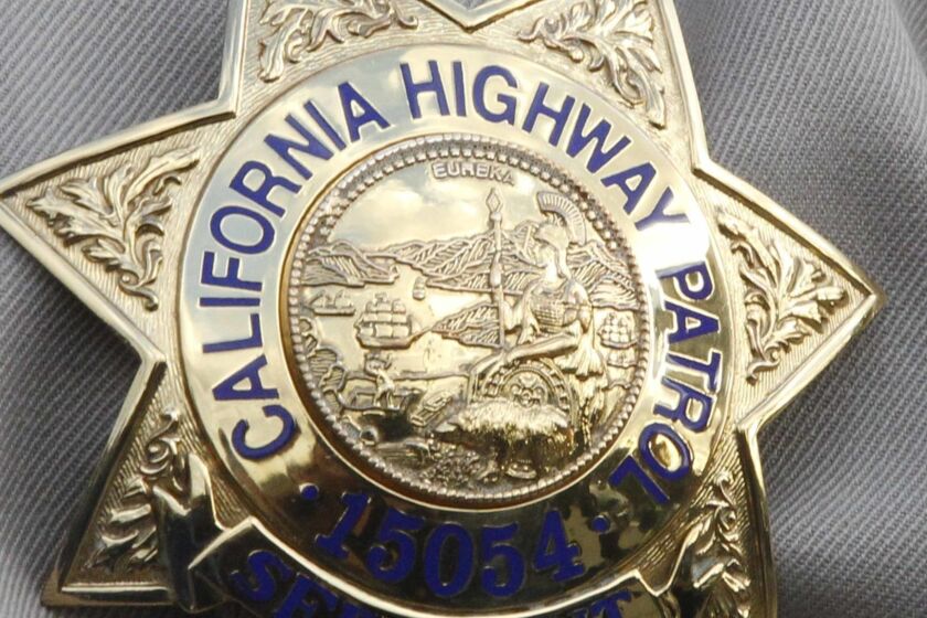 SAN DIEGO,- CA.-Jan 14, 2016: Iconic photo of CHP badge JOHN GIBBINS / San Diego Union-Tribune)