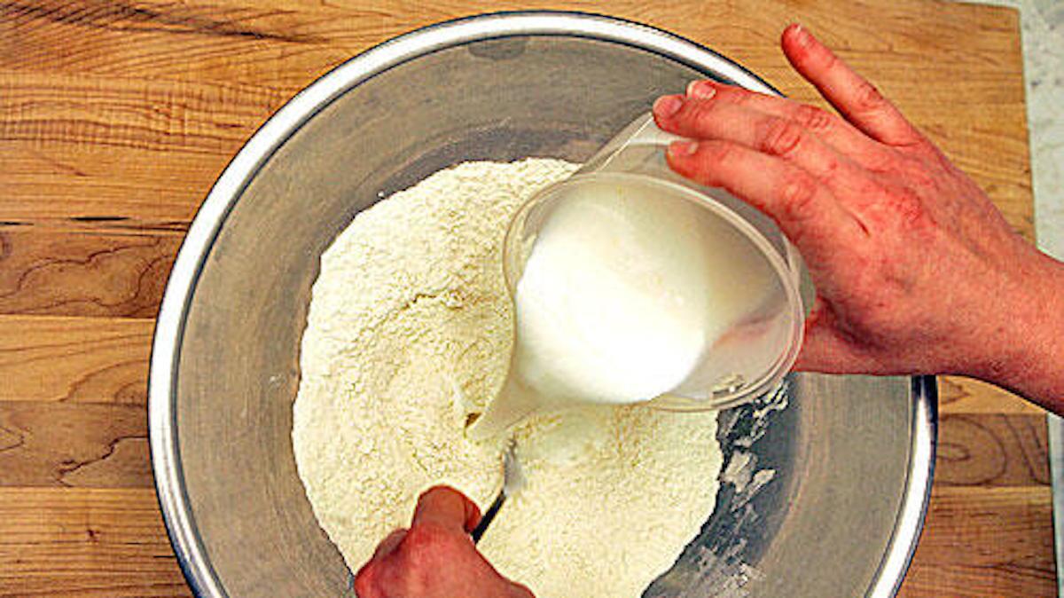 Add buttermilk, and stir to form dough