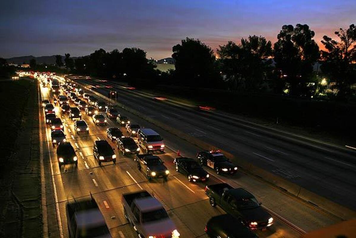 Early morning traffic on the 405 Freeway 