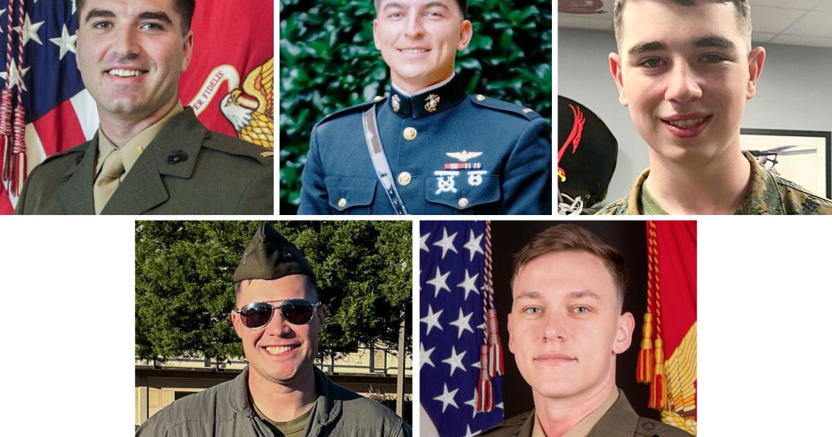 ヘリコプター墜落で死亡した南カリフォルニア海兵隊員5名が特定される