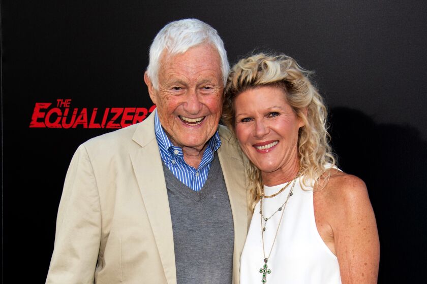 Actor Orson Bean and his wife actress Alley Mills attend The Equalizer 2 Premiere at the TCL Chinese Theater, on July 17, 2018, in Hollywood, California. (Photo by VALERIE MACON / AFP) (Photo credit should read VALERIE MACON/AFP via Getty Images)