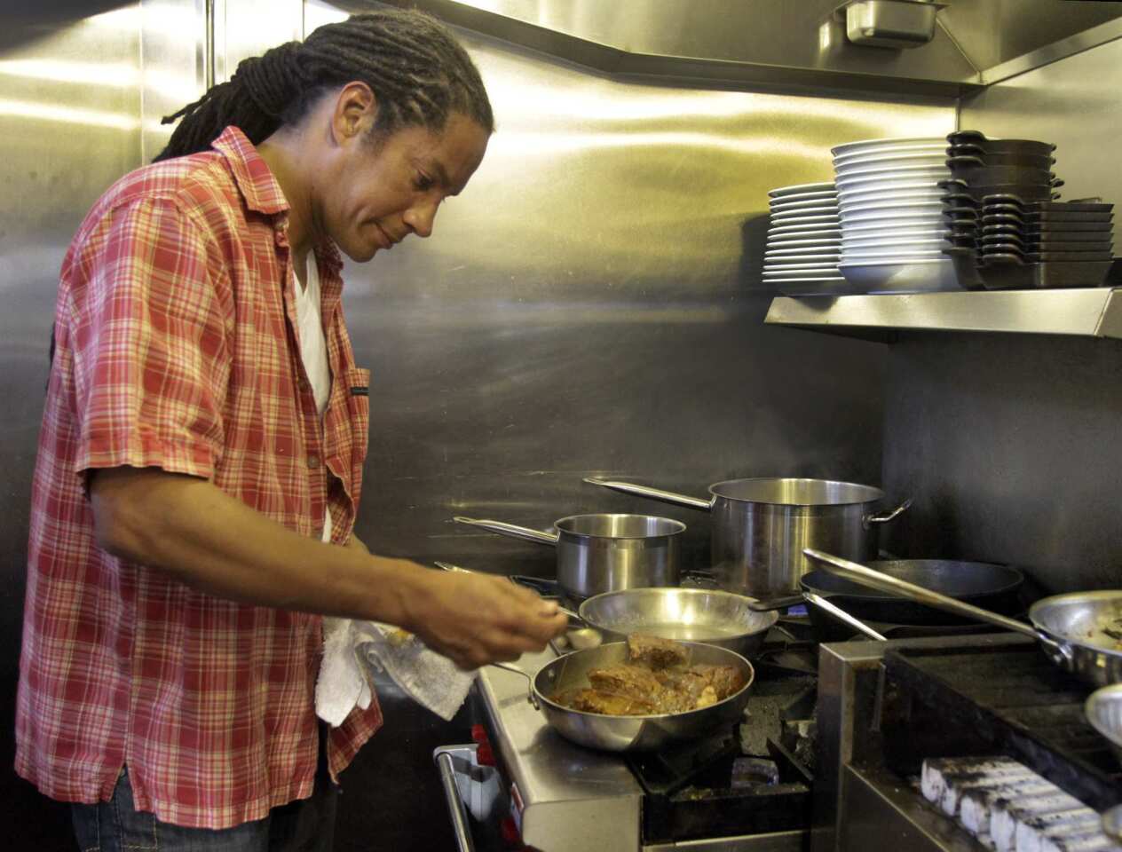 Chef and owner Govind Armstrong in the kitchen.