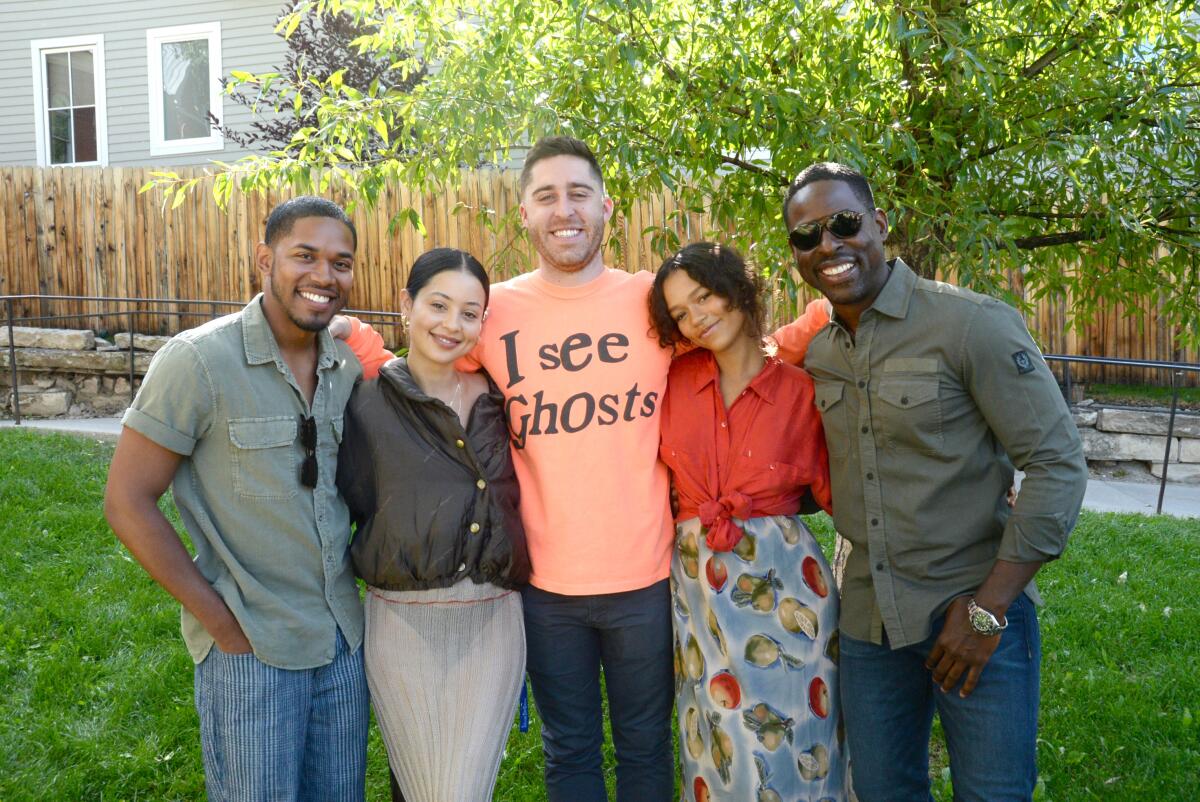 "Waves" writer/director Trey Edward Shults (center) with cast members Kelvin Harrison Jr.(l-r), Alexa Demie, , Taylor Russell and Sterling K. Brown at the Telluride Film Festival 2019 on August 31, 2019 in Telluride, Colorado.