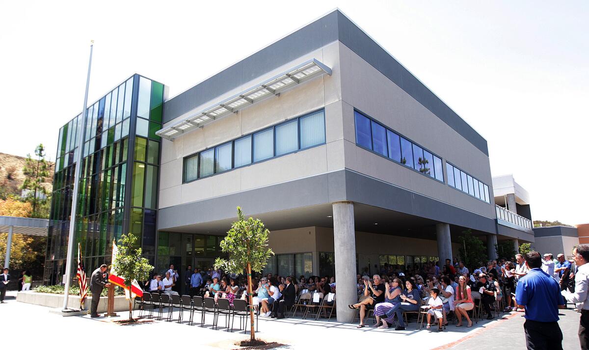 The ribbon cutting ceremony at College View School in Glendale on Tuesday, August 4, 2015. In early 2014, the school was torn down to be rebuilt and reopened today. College View School is for students in Glendale, Burbank and La Canada with severe developmental disabilities.
