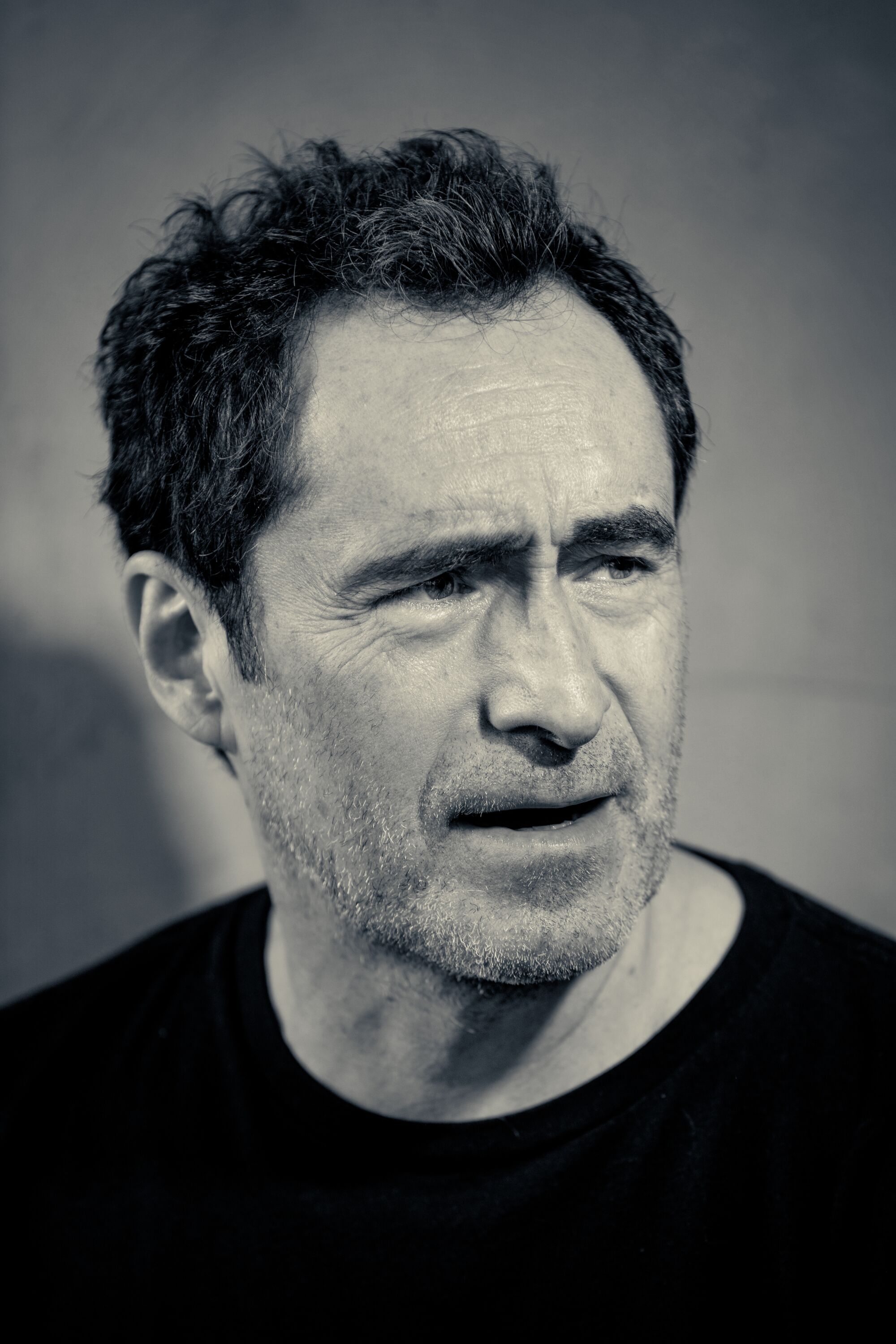 A black-and-white image of Demián Bichir