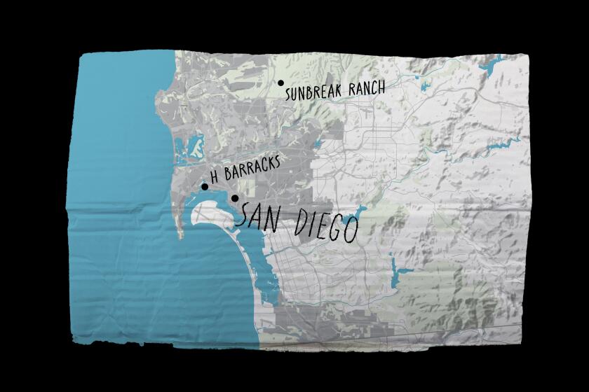 Map of San Diego on crumpled cardboard sign