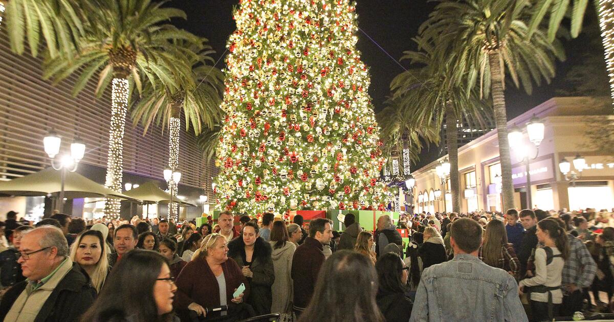Holiday tree glows at Fashion Island Los Angeles Times