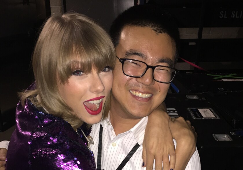 You could even say he glowed: Times reporter Matt Stevens with Taylor Swift.