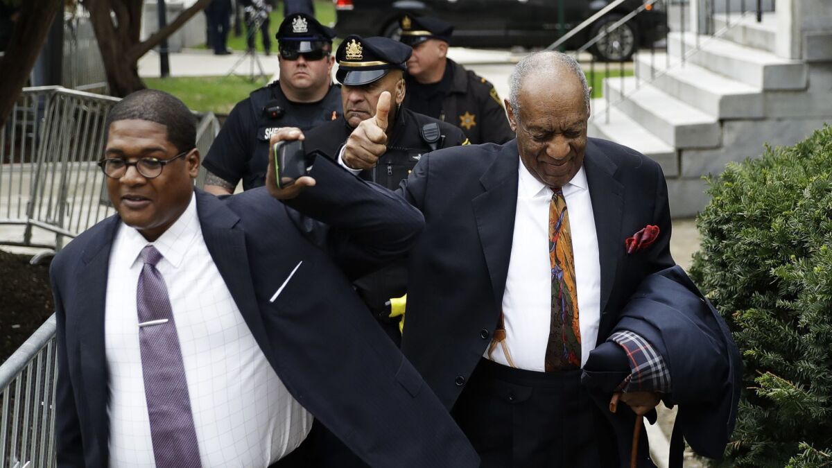 Bill Cosby arrives for his sexual assault trial, Thursday, April 19, 2018, at the Montgomery County Courthouse in Norristown, Pa. (AP Photo/Matt Slocum)