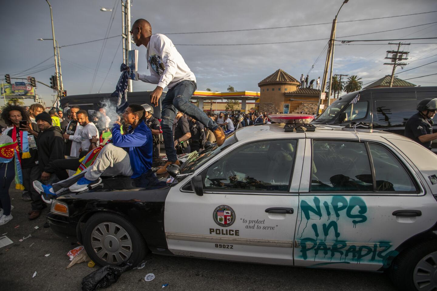 Nipsey Hussle procession: Thousands line LA streets to honor slain