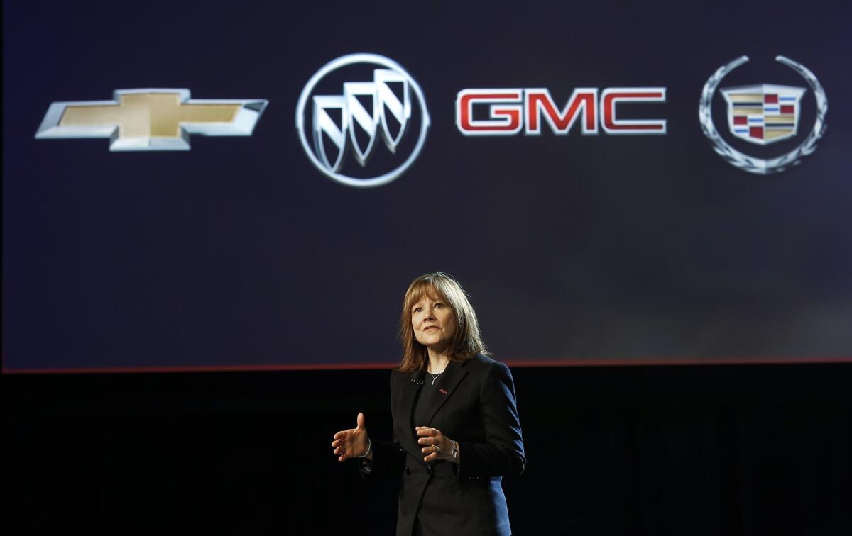General Motors on Thursday issued its first earnings report under new CEO Mary Barra, shown at last month's North American International Auto Show in Detroit.