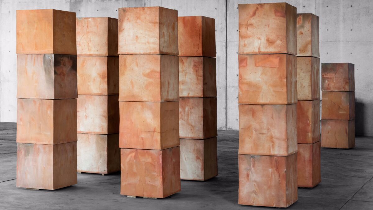 Untitled clay cubes by Bosco Sodi, on view as part of a pop-up exhibition in Los Angeles. (Bosco Sodi)