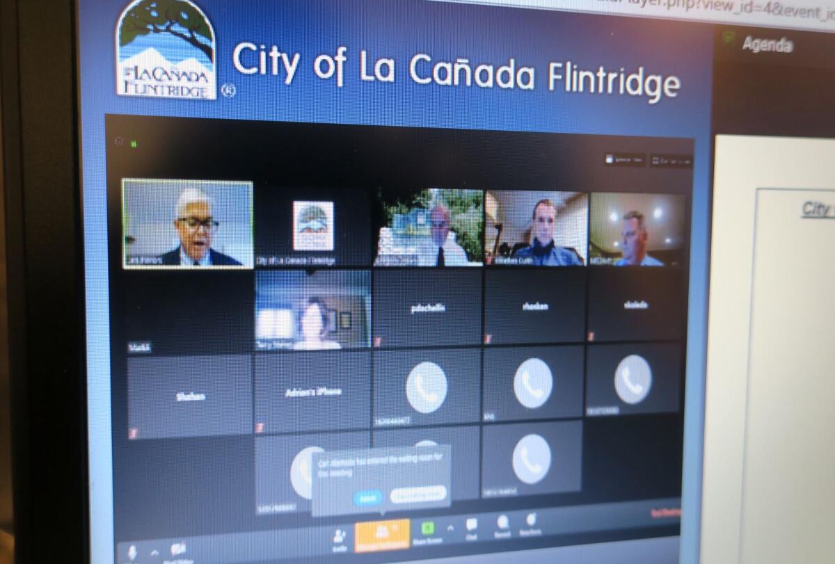 The La Cañada Flintridge City Council held a remote meeting Tuesday to discuss how to help community members impacted by the novel coronavirus, as eight local cases have been identified.