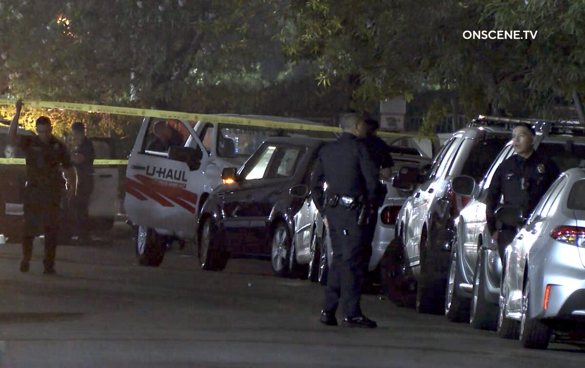 An investigation is underway after a body was found inside a U-Haul pickup truck in Hollywood.