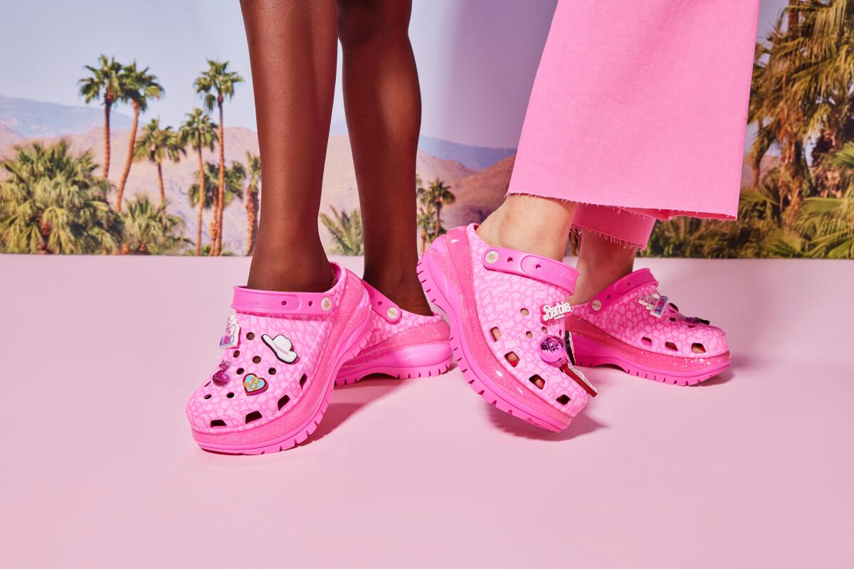 Barbie-pink Crocs.