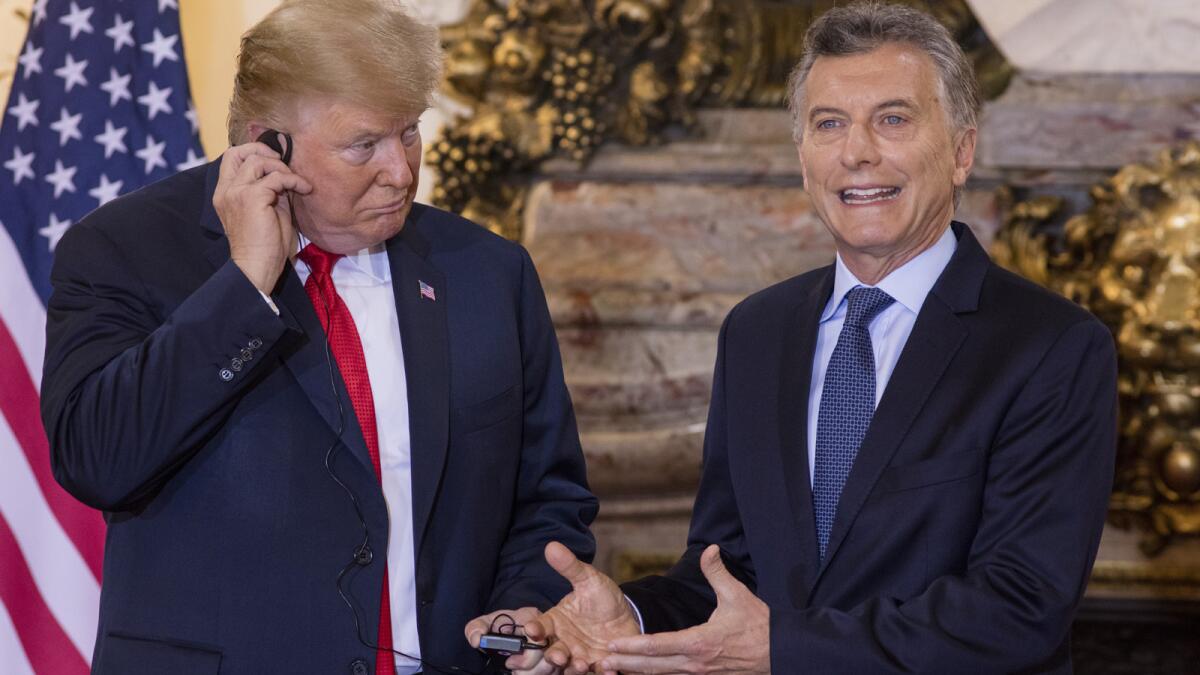 President of Argentina Mauricio Macri with President Trump in 2018.