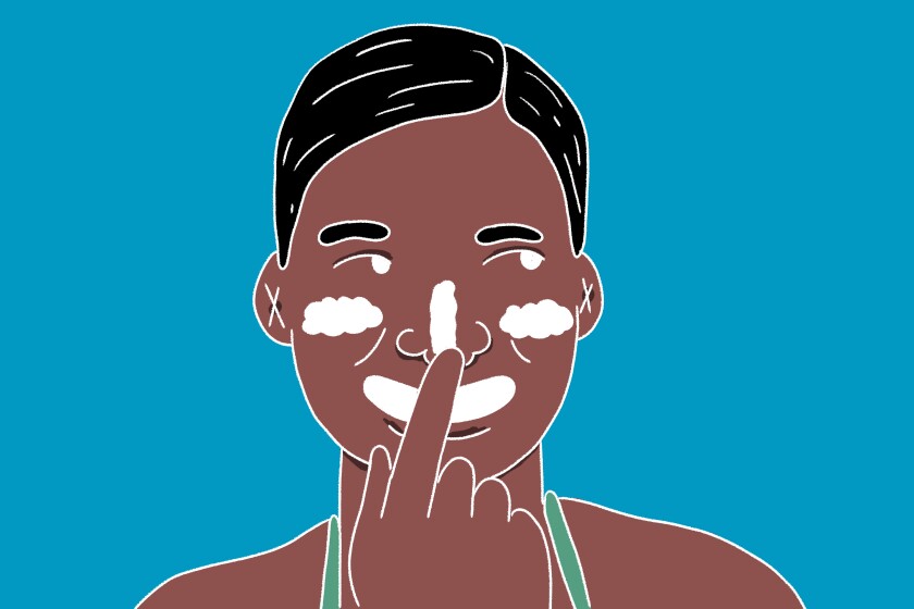 Illustration of a woman applying sunscreen