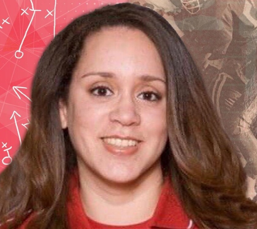 Herminia Hall, who plays in a women's professional league, is the new tight ends coach at Fullerton High.
