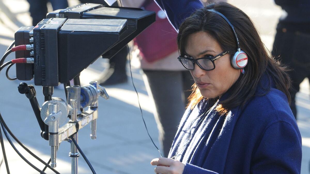 Mariska Hargitay, pictured here in 2014 directing her first episode of "Law & Order: SVU." She has directed four episodes since.