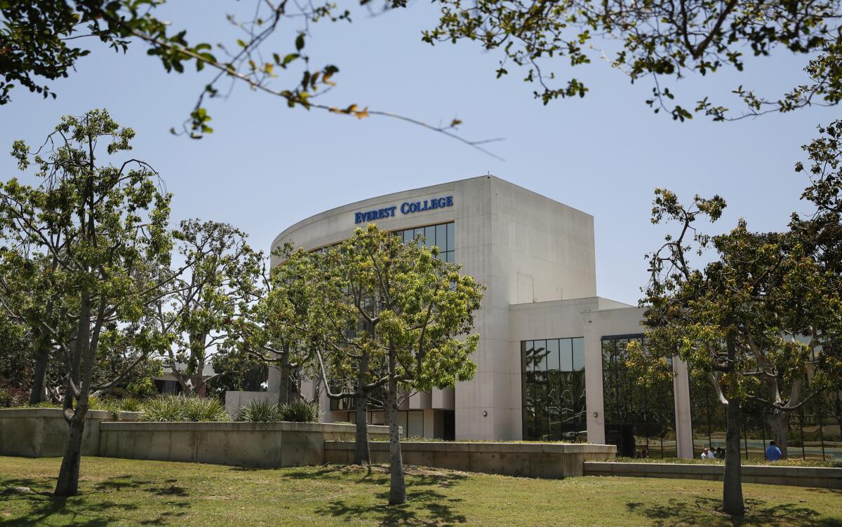An Everest College campus in Santa Ana owned by Corinthian Colleges Inc. The company said Thursday it has agreed to sell off 56 campuses to a nonprofit student loan guaranty agency.