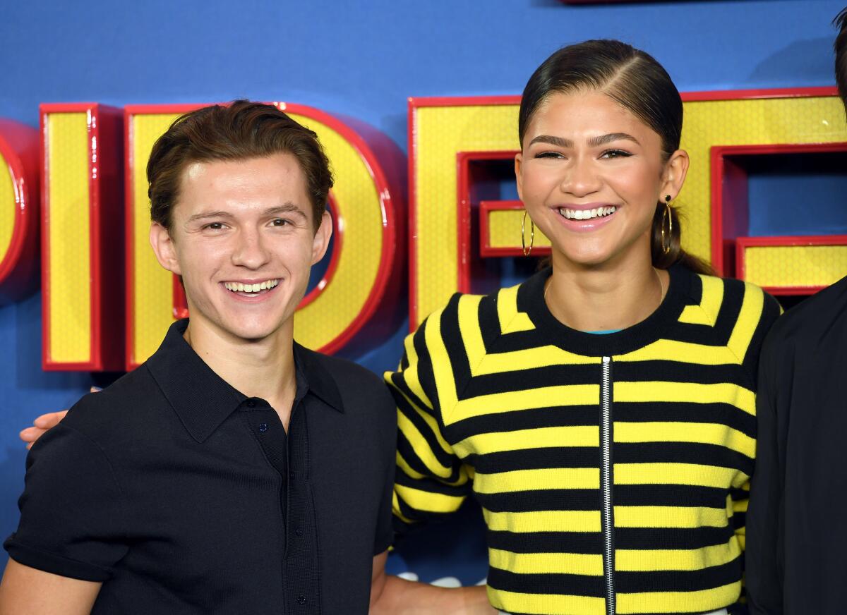 "Spider-Man: Far From Home" stars Tom Holland and Zendaya attend the "Spider-Man: Homecoming" photo-call in 2017.