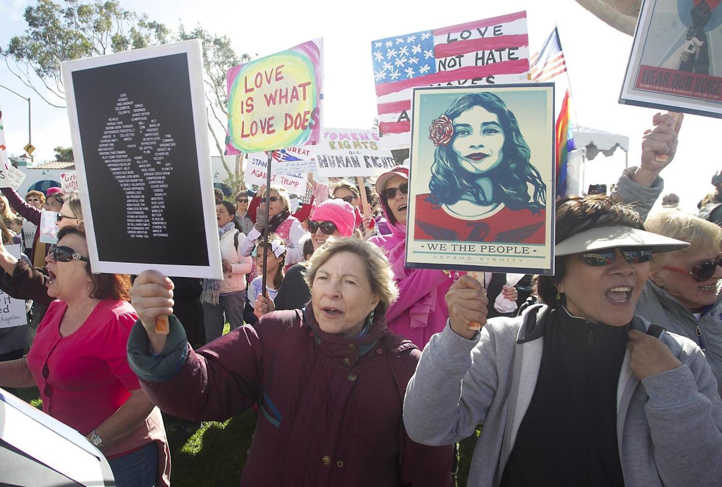 Hundreds rally at Laguna Beach women's march