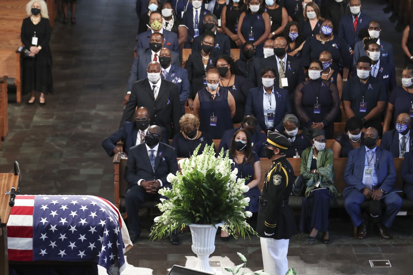 Mourners attend the funeral service for Rep. John Lewis at Ebenezer Baptist Church in Atlanta.
