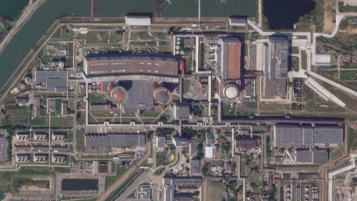 Aerial view of nuclear power plant in Ukraine's Mykolaiv region