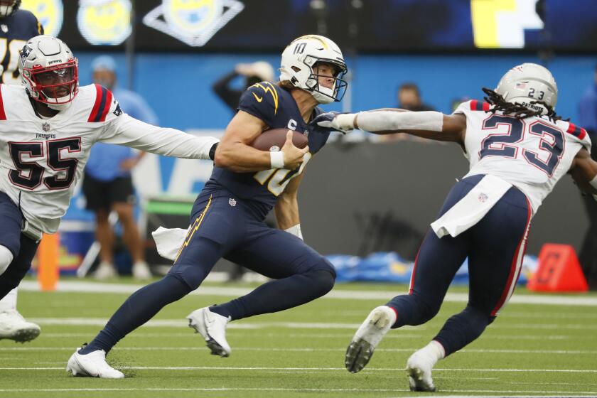 Inglewood, CA, Sunday, October 30, 2021 - Los Angeles Chargers quarterback Justin Herbert.