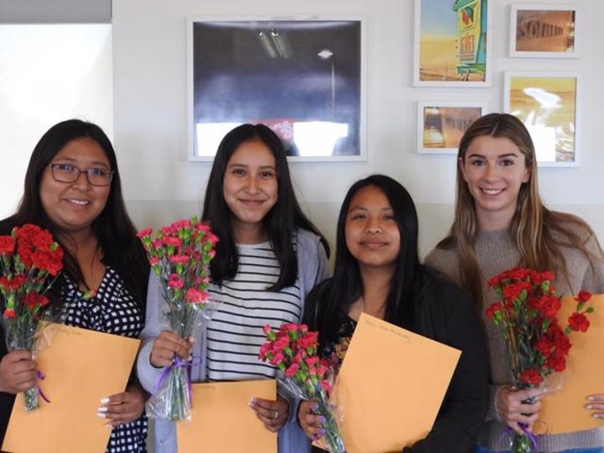 Solana Beach Civic and Historical Society scholarship winners (l-r): Gabby Conde, Wendy Mendoza, Diana Hernandez, Ella Chambers
