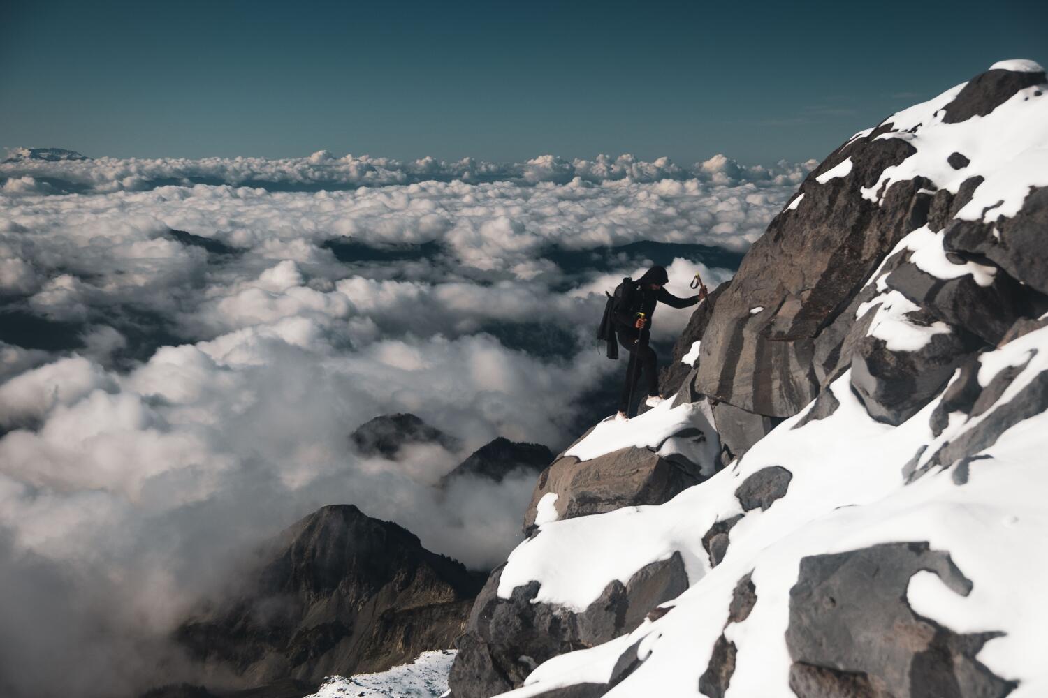 Spanish mountaineer Kilian Jornet climbed 72 summits over 14,000 feet in the contiguous U.S. in 31 days this fall. Jornet is seen here climbing Mount Rainer in Washington.