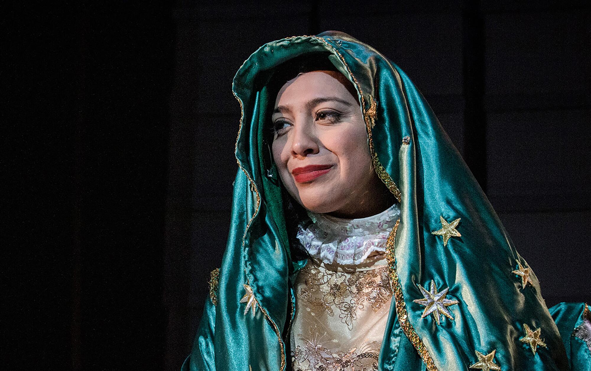 Esperanza America as La Virgen in Latino Theater Company’s  “La Virgen de Guadalupe, Dios Inantzin.”