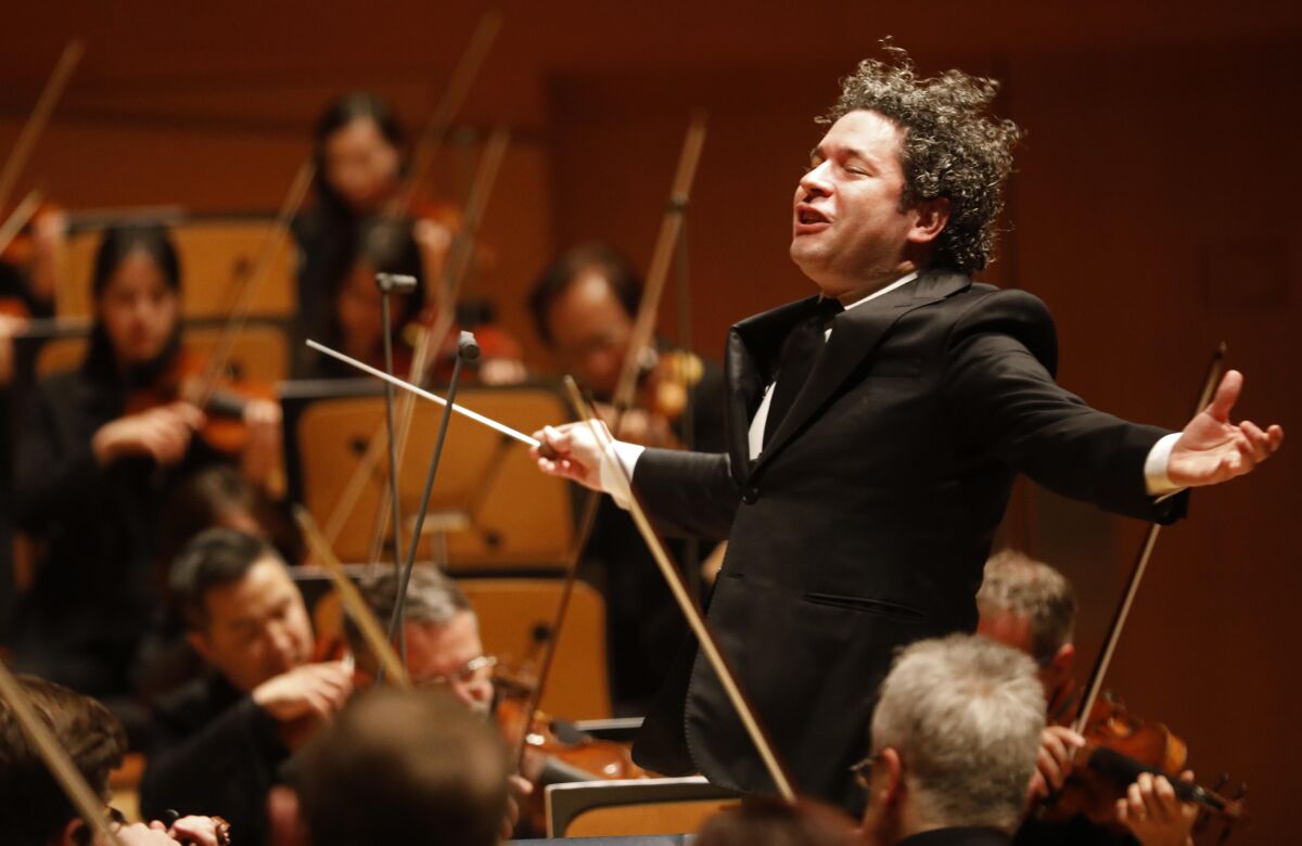 Gustavo Dudamel conducts the L.A. Phil through Ives' First Symphony on Thursday at Walt Disney Concert Hall.