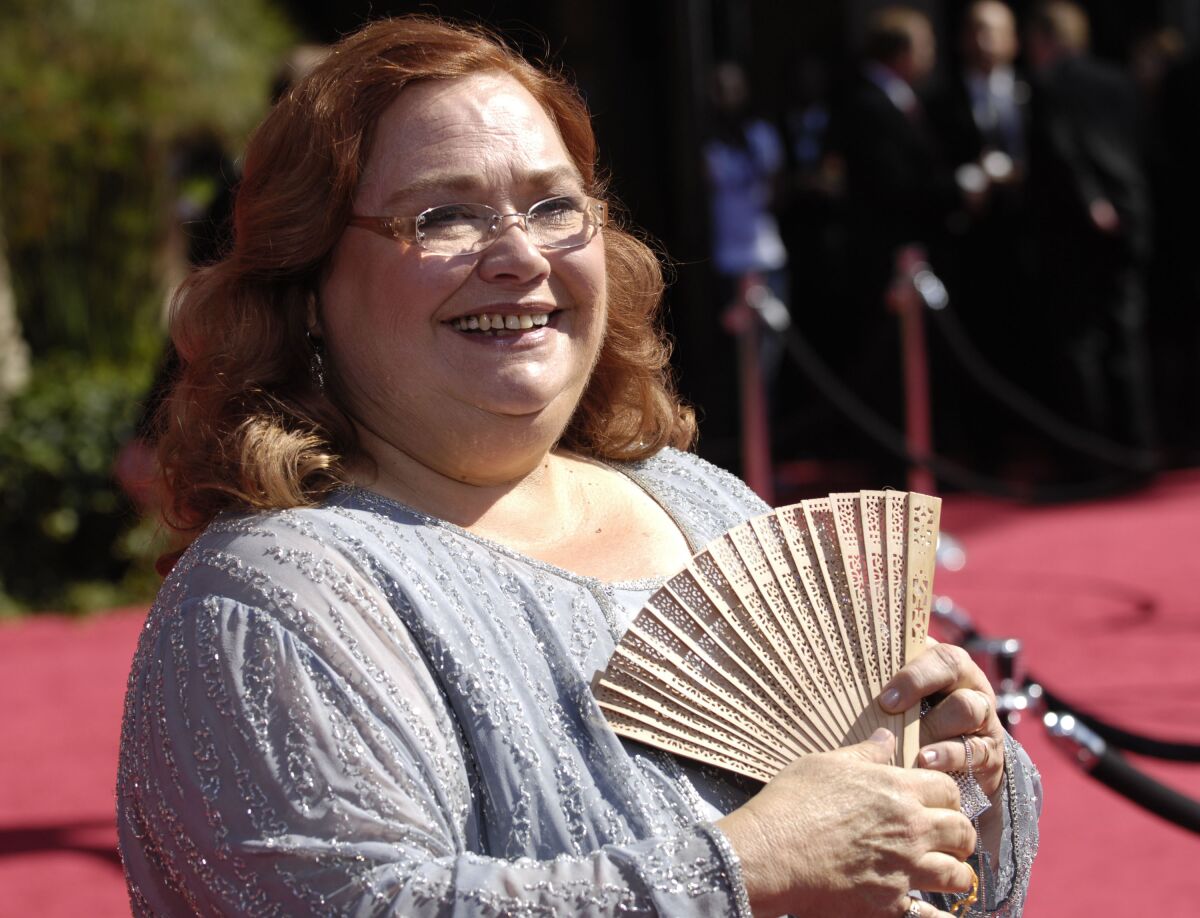FILE - Conchata Ferrell arrives at the 59th Primetime Emmy Awards on Sept. 16, 2007, in Los Angeles. Ferrell, who became known for her role as Berta the housekeeper on TV’s “Two and a Half Men,” has died. Ferrell was 77. A publicist says the actor died in the Sherman Oaks neighborhood of Los Angeles following cardiac arrest, with her family at her side. (AP Photo/Chris Pizzello, File)