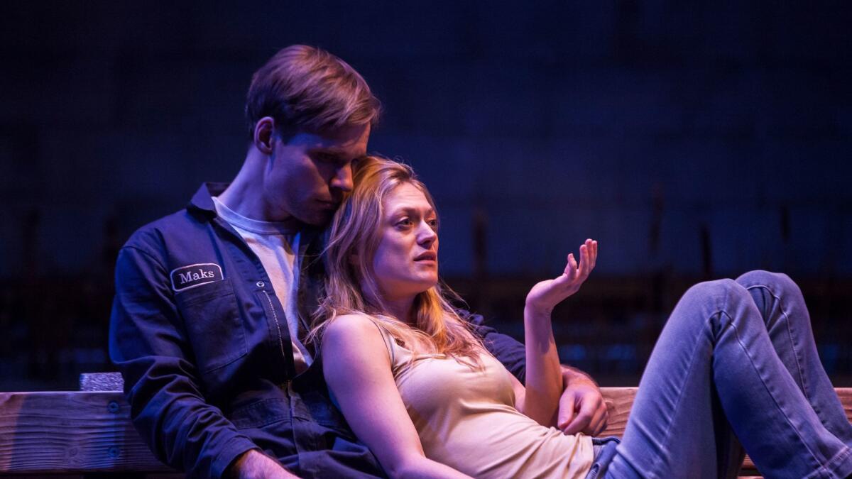 Marin Ireland and Josiah Bania costar in "Ironbound" at the Geffen Playhouse.