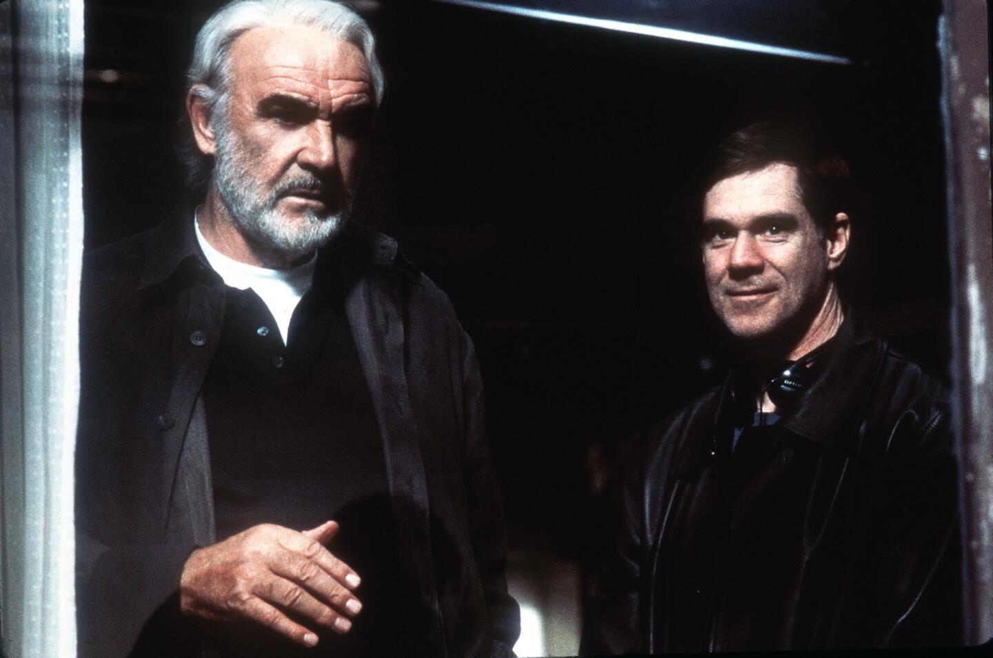 Oscar-nominated director Gus Van Sant, right, poses next to Connery on the set of his 2000 film "Finding Forrester."