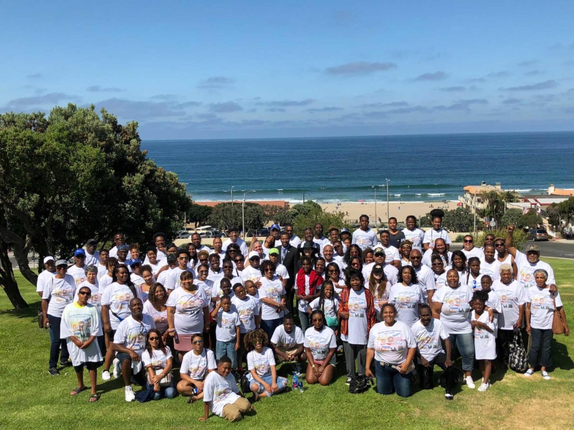 Descendants of Charles and Willa Bruce gathered in 2018 at Bruce's Beach, in Manhattan Beach, for a family reunion.