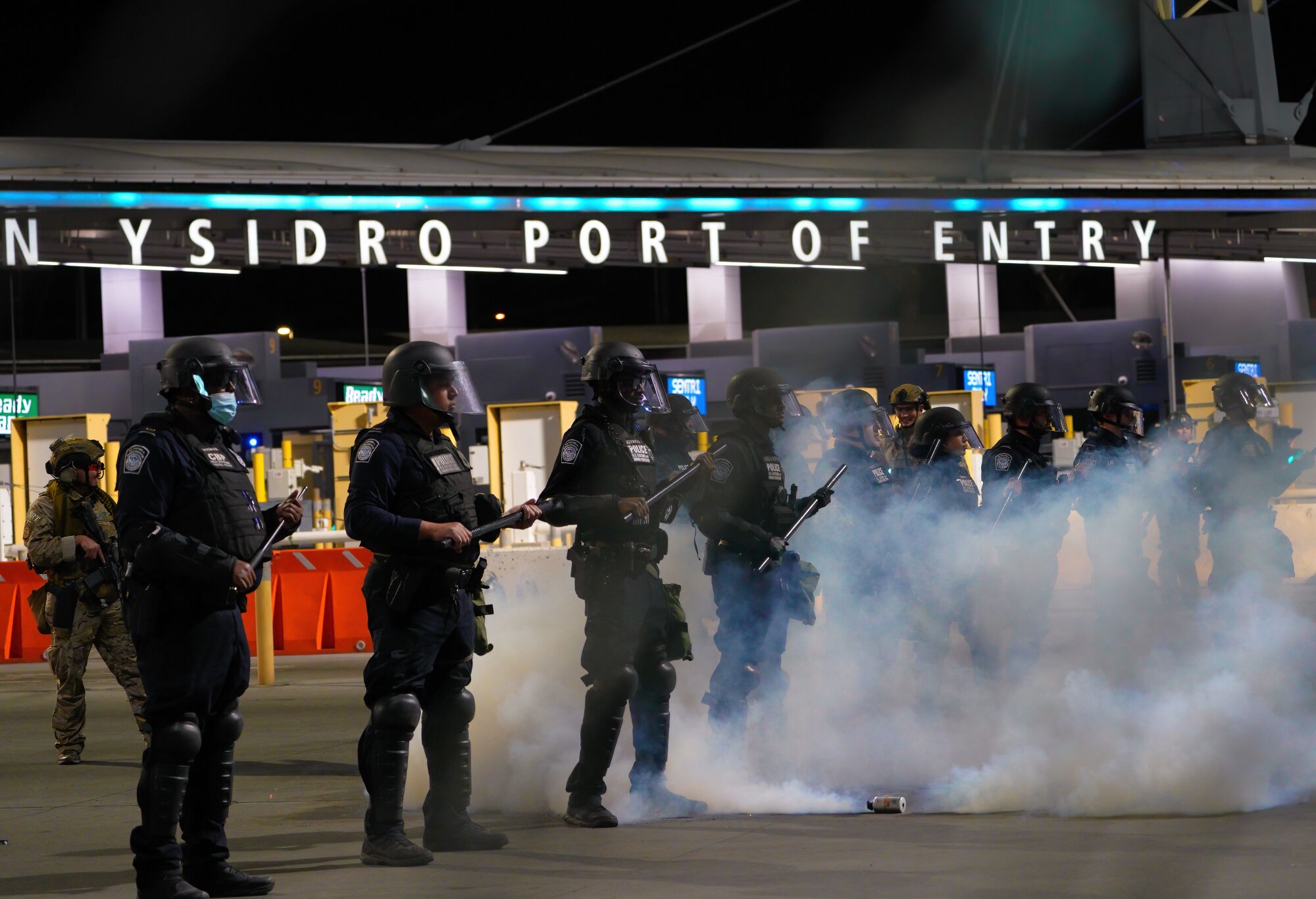 Agents from the U.S. Customs and Border Protection at San Ysidro Port of Entry conduct a brief training exercise