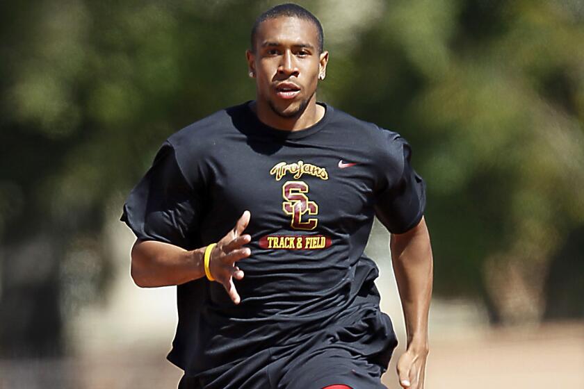USC's Bryshon Nellum, pictured in 2010, finished third in the 200-meter final at the NCAA track and field championships in Eugene, Ore.