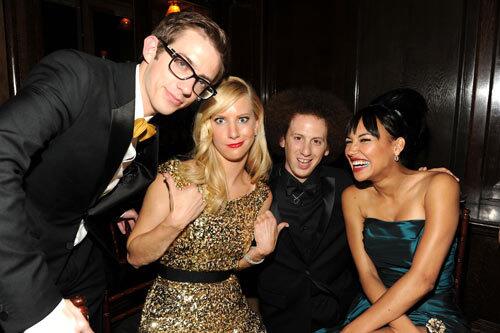 Actors Kevin McHale, Heather Morris, Josh Sussman, and Naya Rivera of 'Glee' attend the 2010 Emmy Awards.