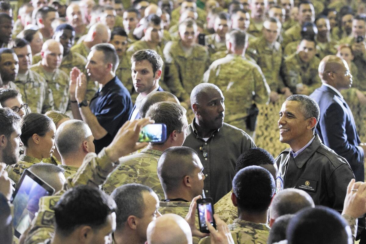 "Everybody knows Afghanistan is still a very dangerous place. But just look at the progress you have made possible — Afghans reclaiming their communities, girls going to schools, increases in life expectancy," President Obama told troops during his visit to Afghanistan.