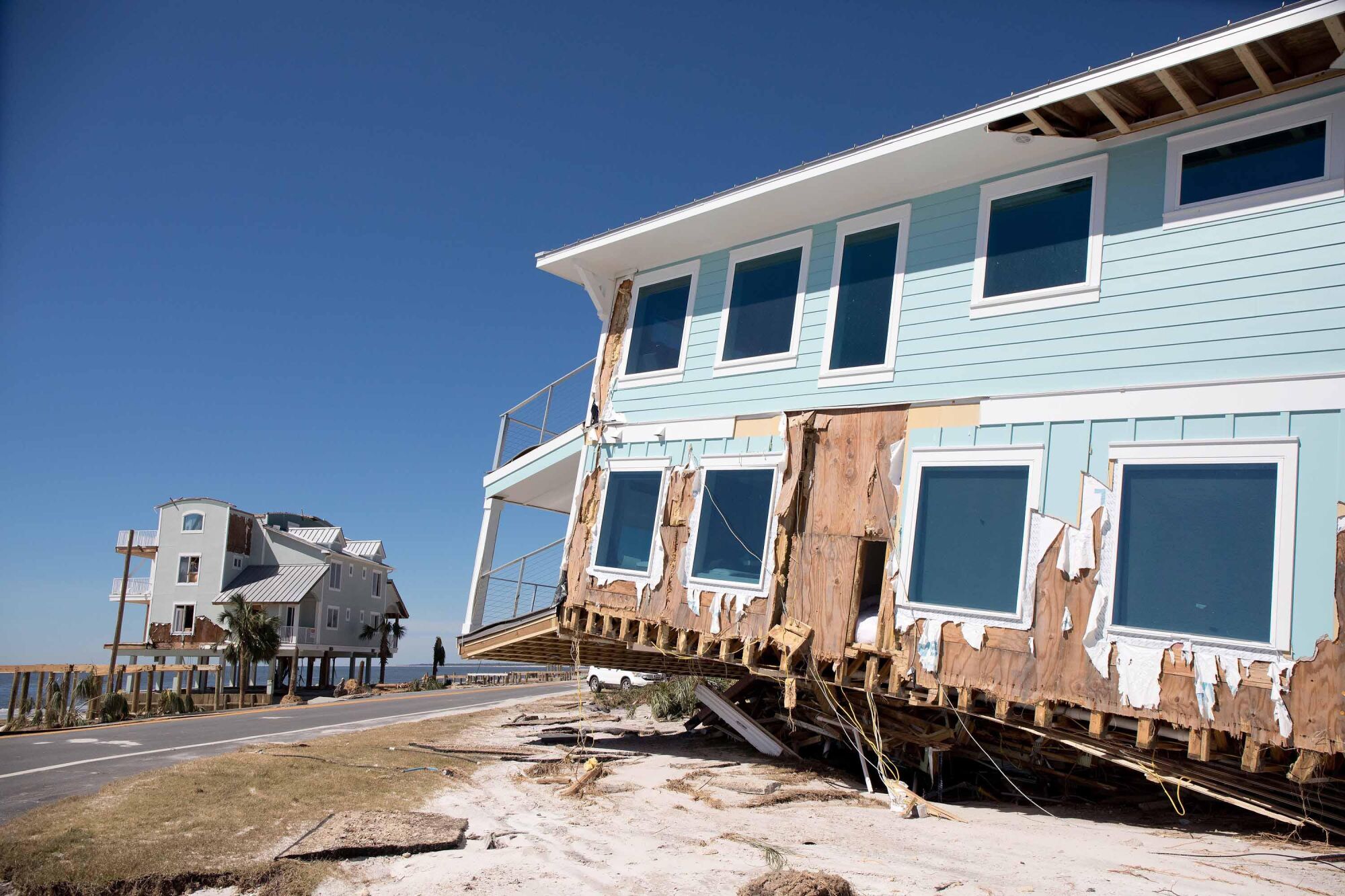Homes destroyed by a hurricane