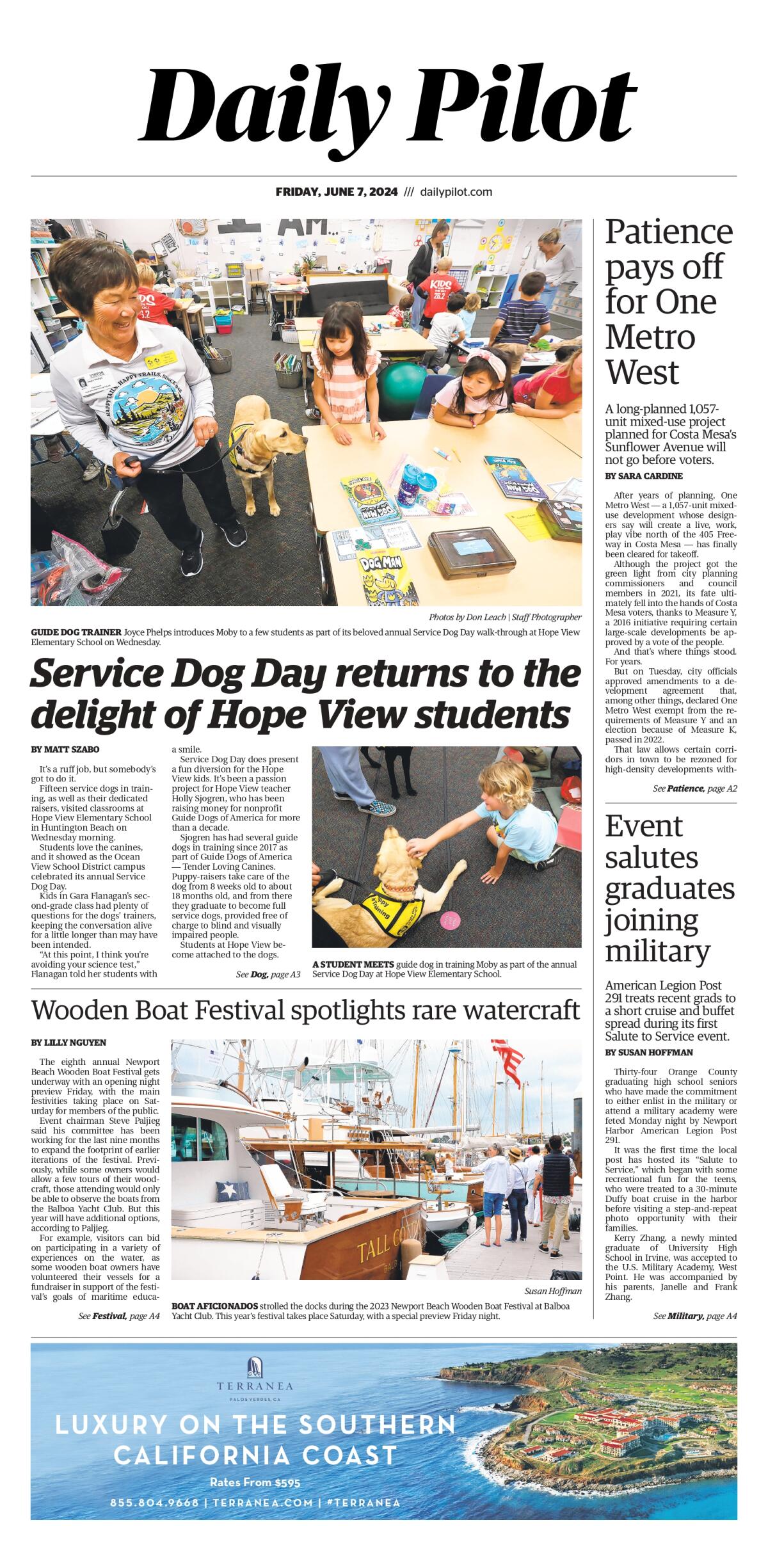 Front page of the Daily Pilot e-newspaper for Friday, June 7, 2024.