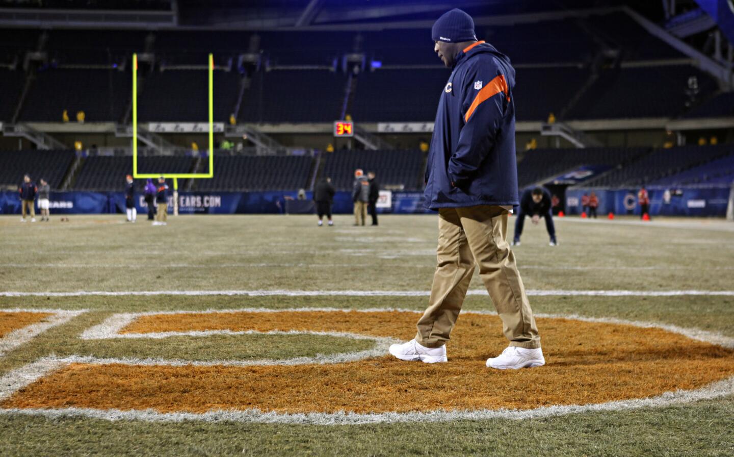 Lovie Smith prepares for the Chicago Bears game against the Vikings at Soldier Field on Dec. 28, 2009.