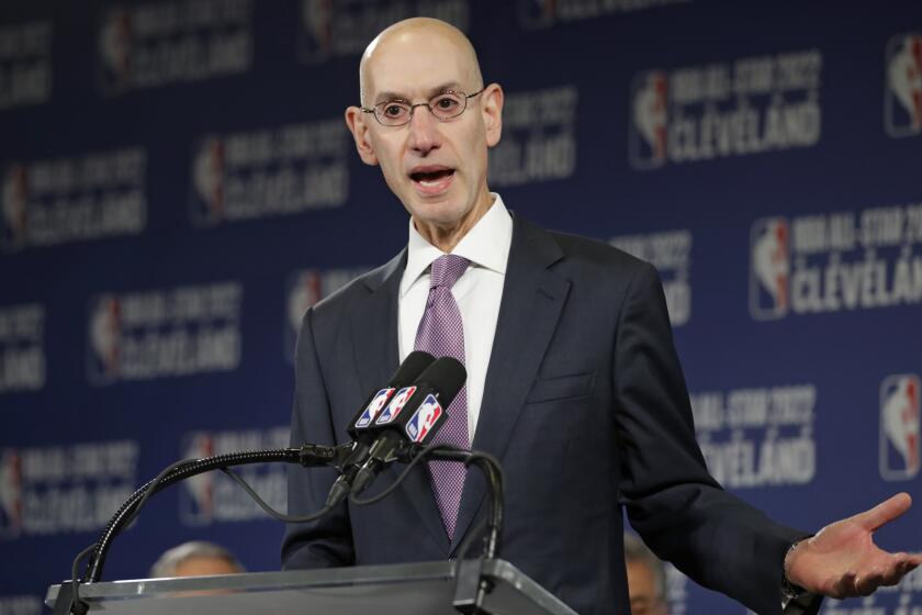 NBA Commissioner Adam Silver speaks during a news conference.