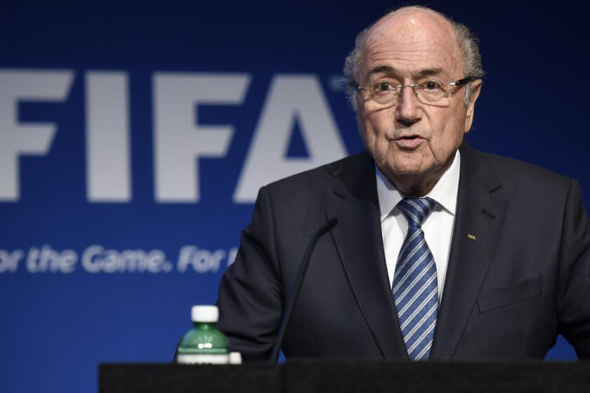 FIFA President Sepp Blatter announces his resignation at FIFA headquarters in Zurich, Switzerland, on June 2.