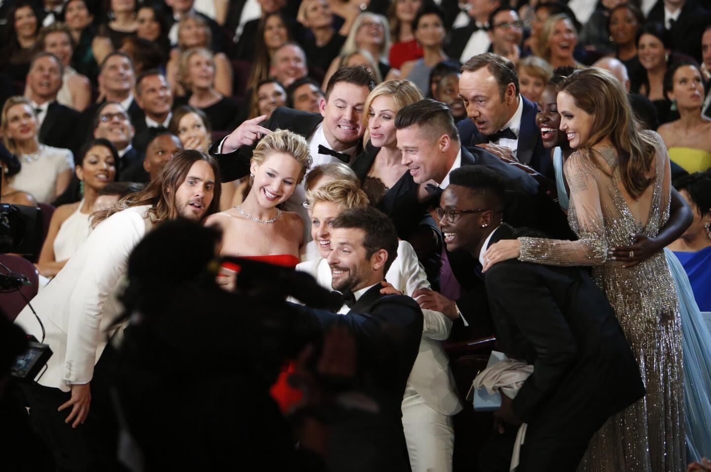 Backstage at the 2014 Academy Awards