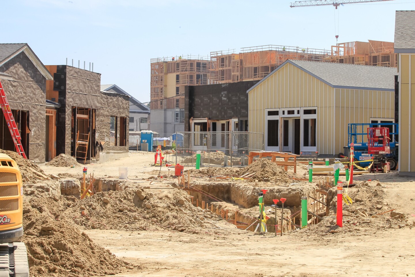 View of construction progress in the retail area at the One Paseo development.