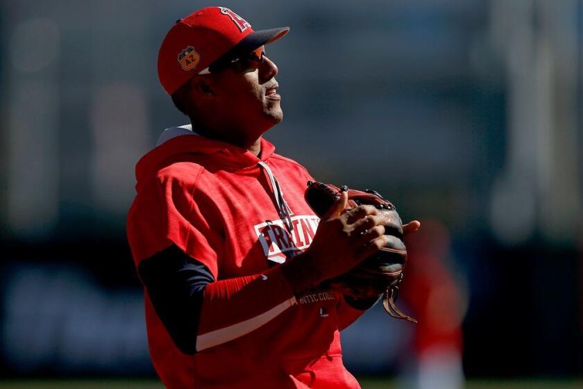 Angels third baseman Yunel Escobar during spring training at Tempe Diablo stadium in Tempe, Ariz., on Feb. 25.